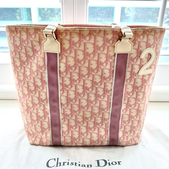 Christian Dior Pink Coated Canvas No. 2 Trotter Tote Bag. - Picture 1 of 16